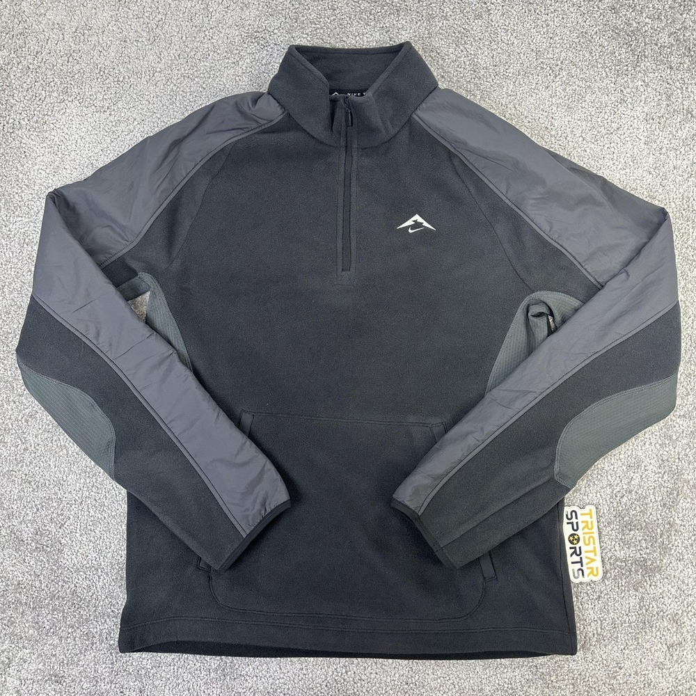 Nike Trail Pullover Mens Small Black Polartec Fleece Quarter Zip FV9962-010